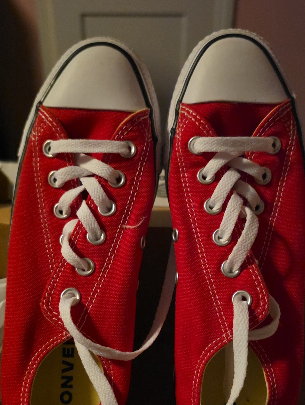 Converse Unisex Red and White Low-Top Canvas Sneakers